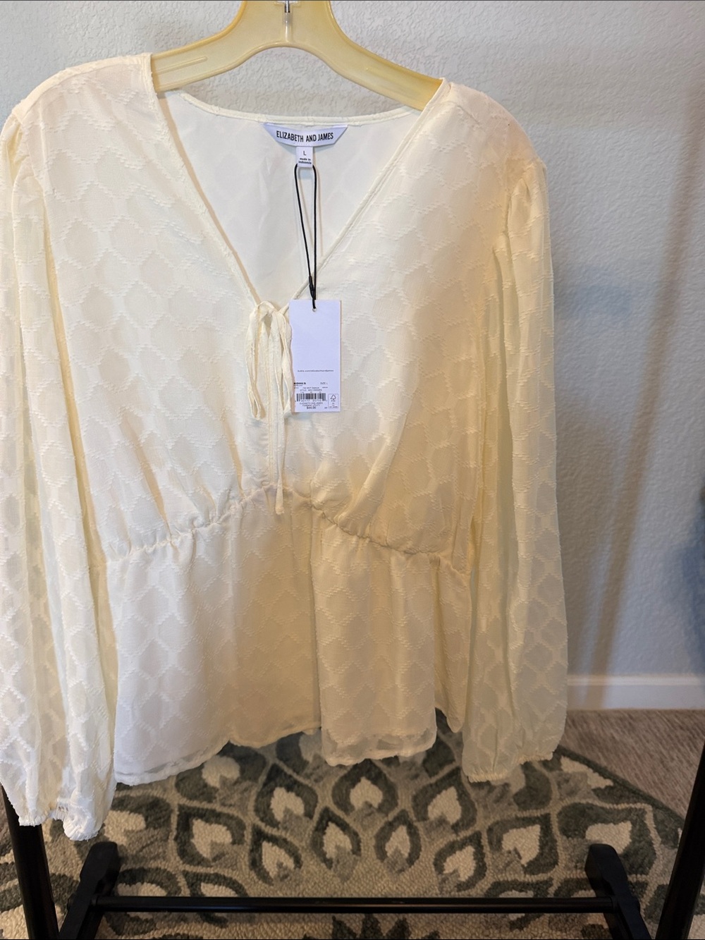 Elizabeth and James Ivory Tie-Front Peplum Blouse